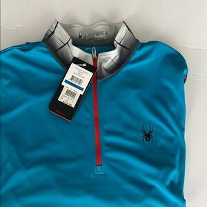 Spyder Blue Linear Dry Web T-Neck 1/2 Zip Jacket